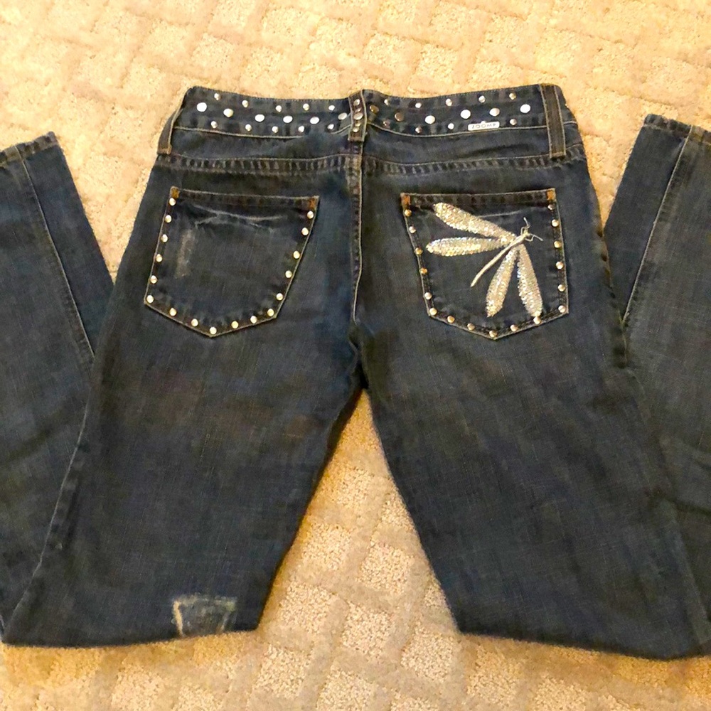 Zoomp Brazilian Brand Distressed Jeans w/Silver